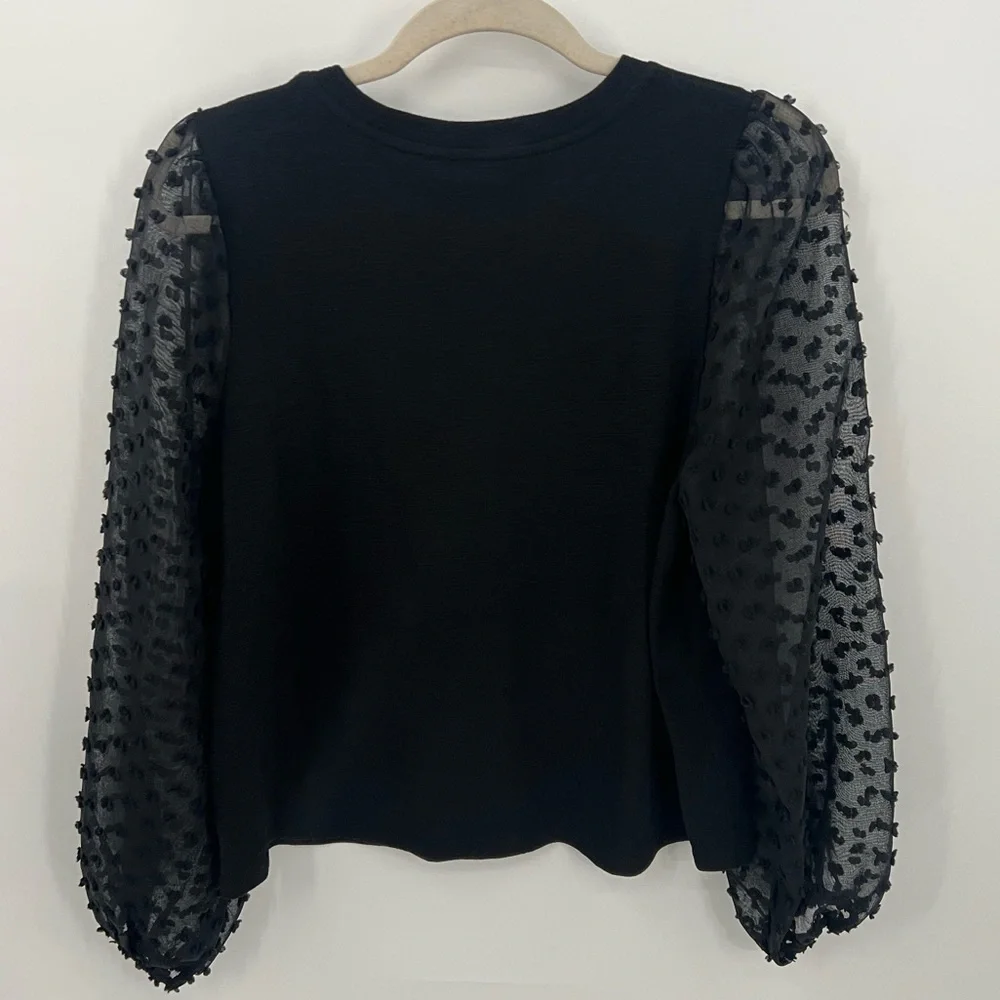 Maeve black textured sleeve top